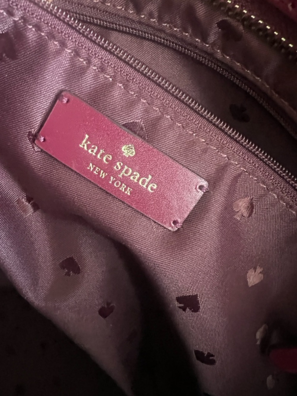 Kate Spade Lalena Blackberry Burgundy Smooth Leather Large Tote Purse Bag - Picture 6 of 11